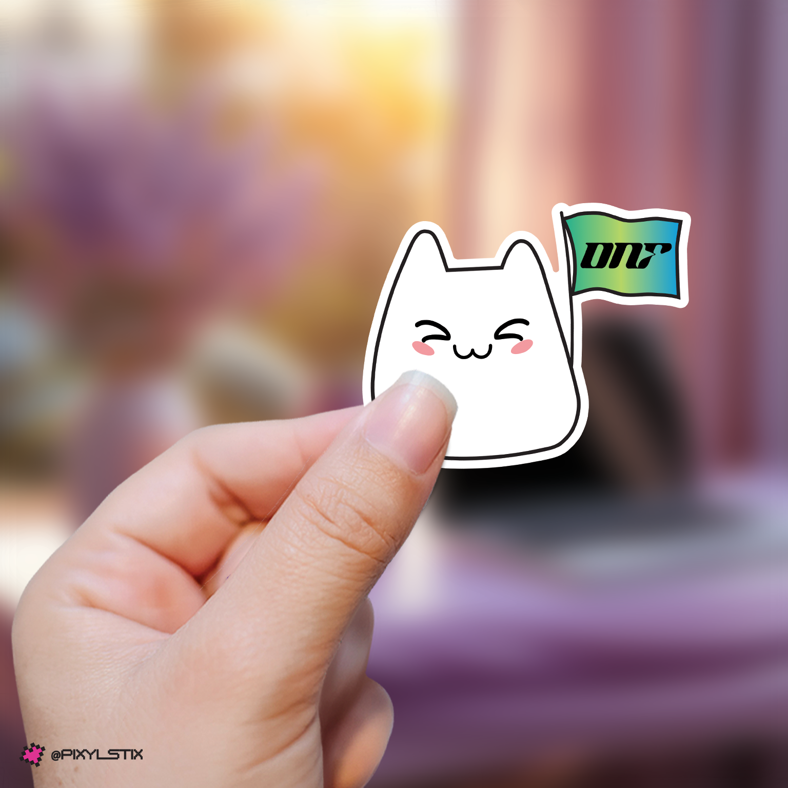 Kpop Group Bunny with Fandom Support Flag Sticker