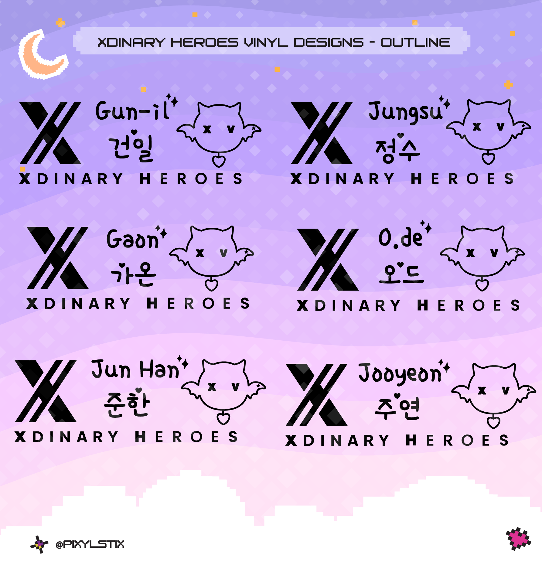 Xdinary Heroes 'Xdinary Monsters' Character, Logo and Name Vinyl Decals