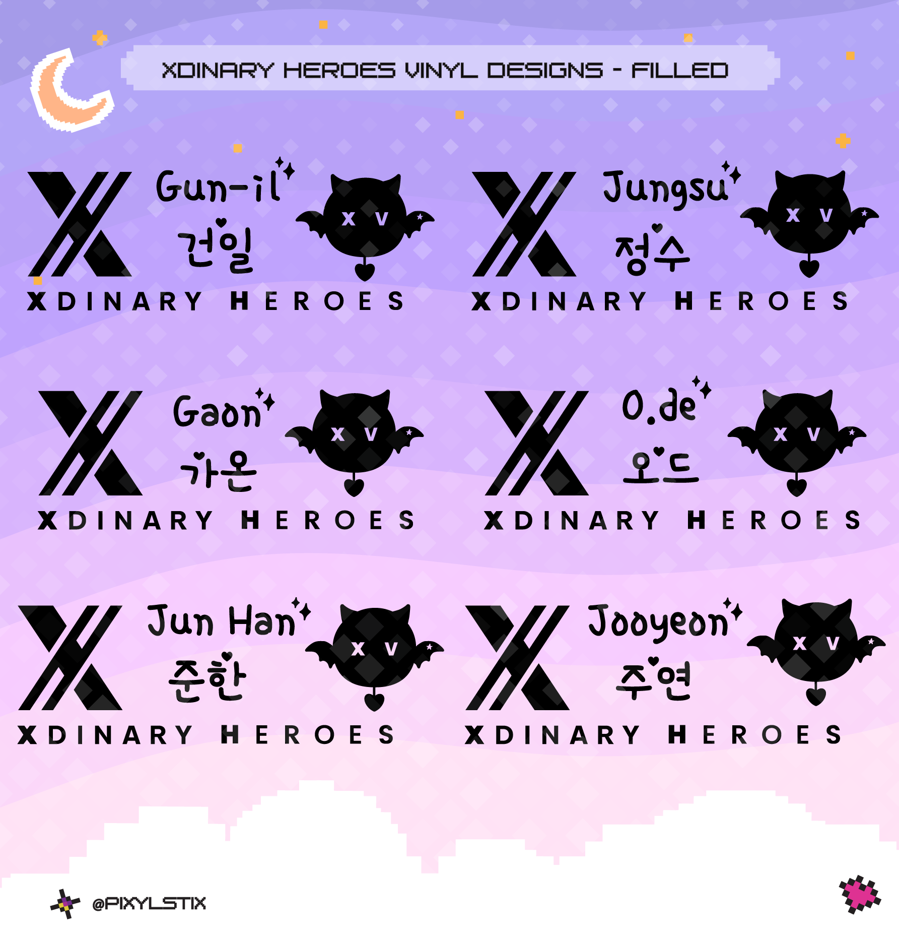 Xdinary Heroes 'Xdinary Monsters' Character, Logo and Name Vinyl Decals
