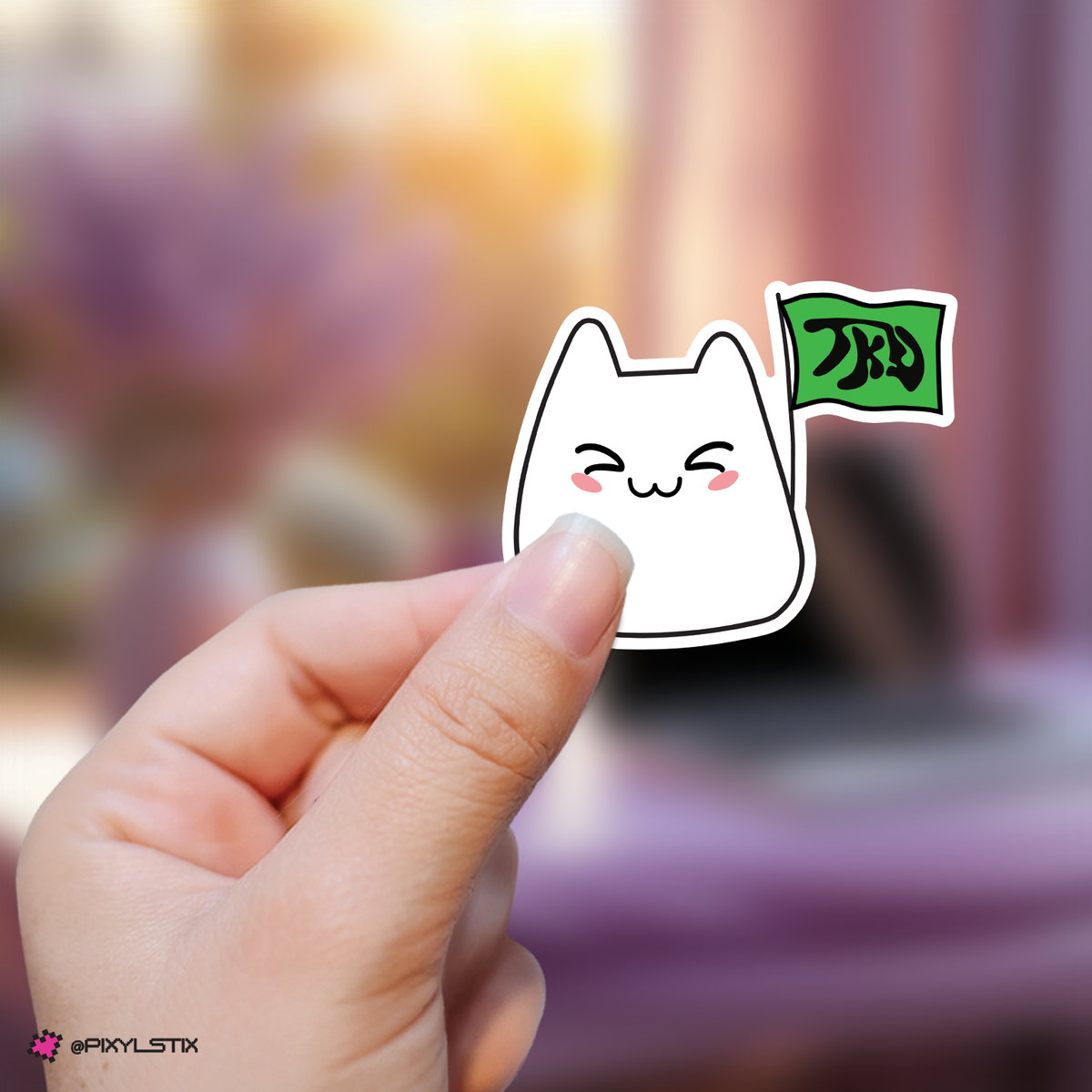Kpop Group Bunny with Fandom Support Flag Sticker