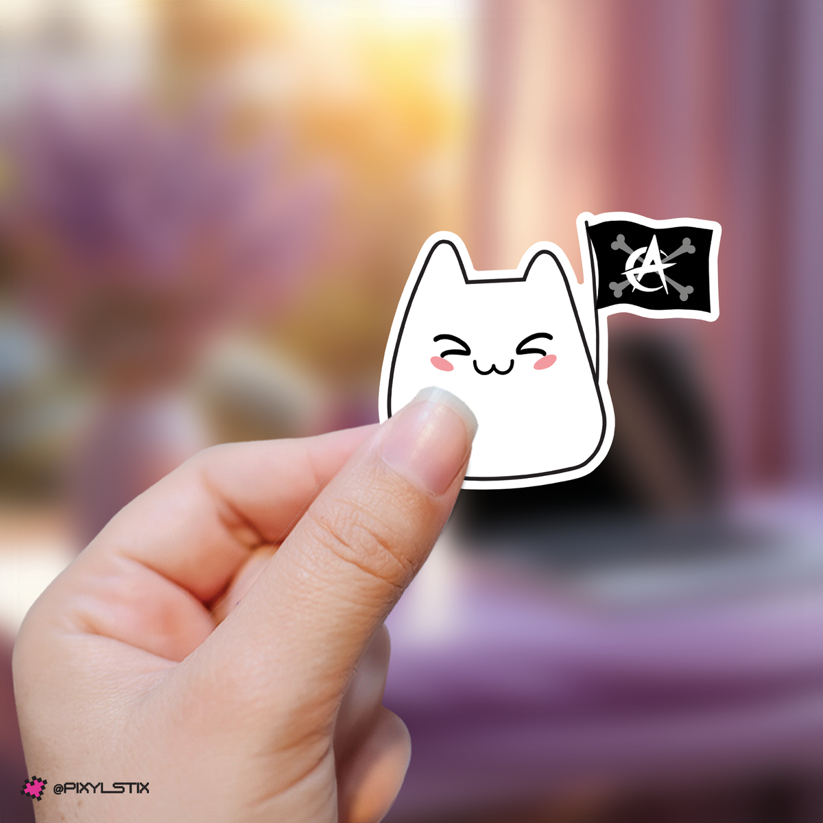 Kpop Group Bunny with Fandom Support Flag Sticker