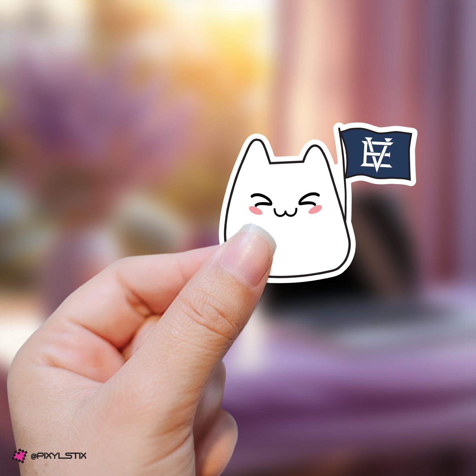 Kpop Group Bunny with Fandom Support Flag Sticker