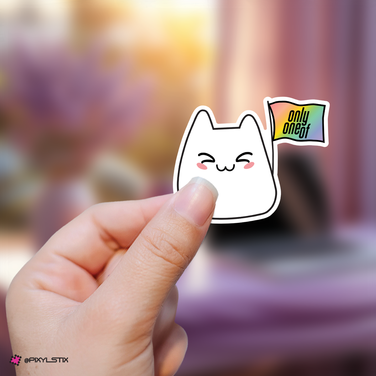 Kpop Group Bunny with Fandom Support Flag Sticker