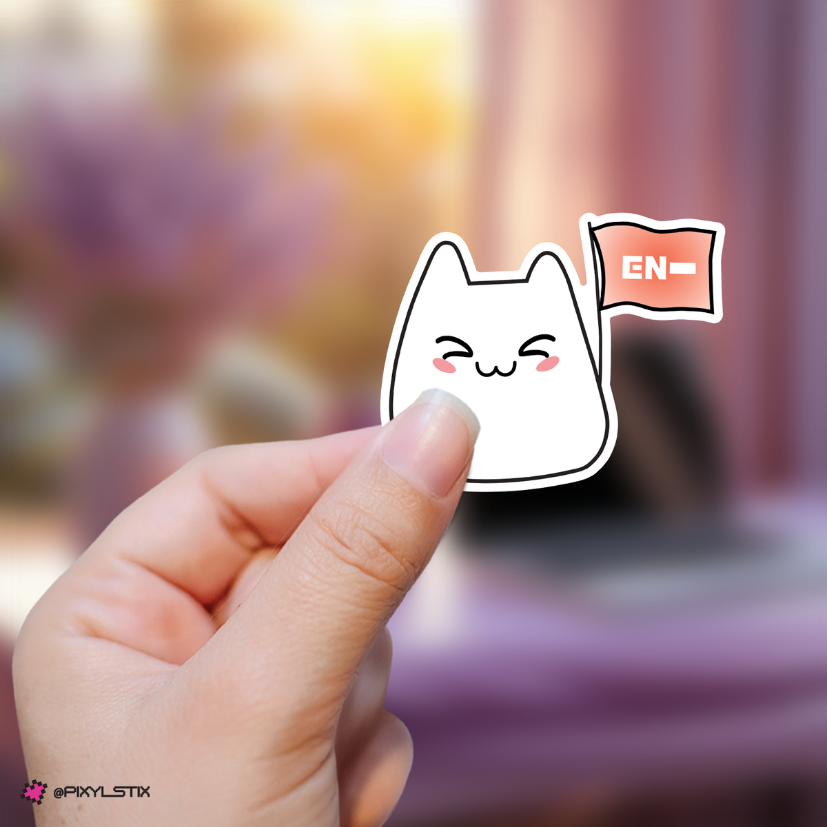 Kpop Group Bunny with Fandom Support Flag Sticker