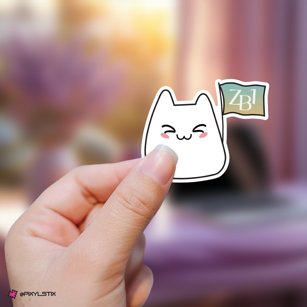 Kpop Group Bunny with Fandom Support Flag Sticker