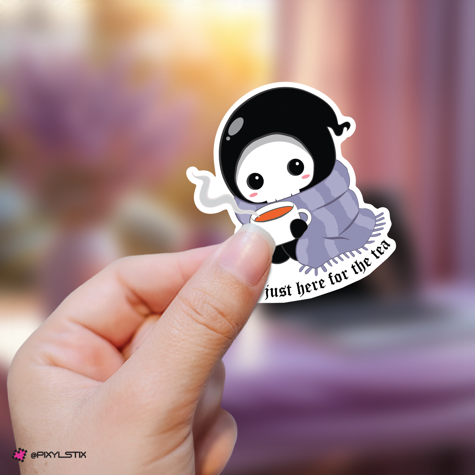 Grim Reaper 'I'm Just Here For The Tea' Sticker