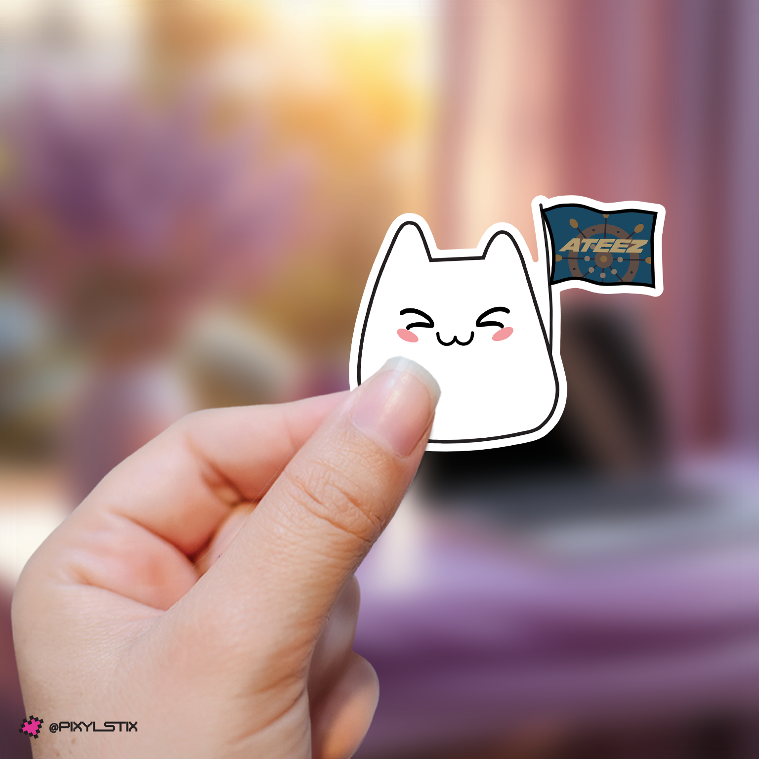 Kpop Group Bunny with Fandom Support Flag Sticker