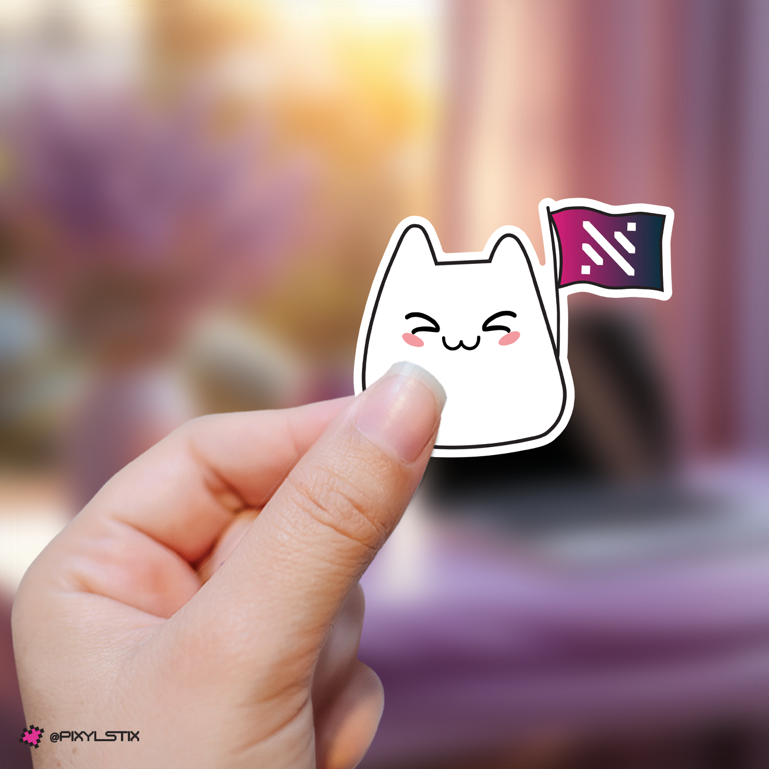 Kpop Group Bunny with Fandom Support Flag Sticker