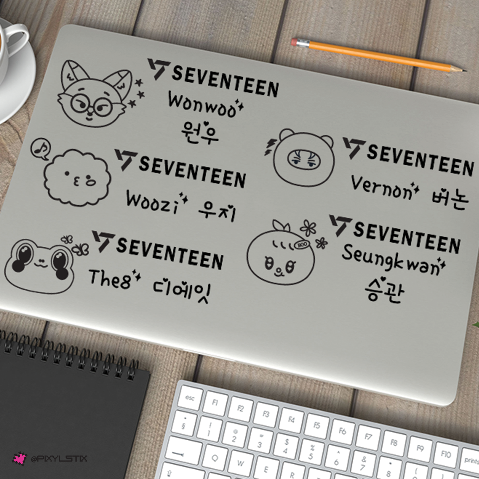 Seventeen Miniteen Character, Logo, and Name Vinyl Decal