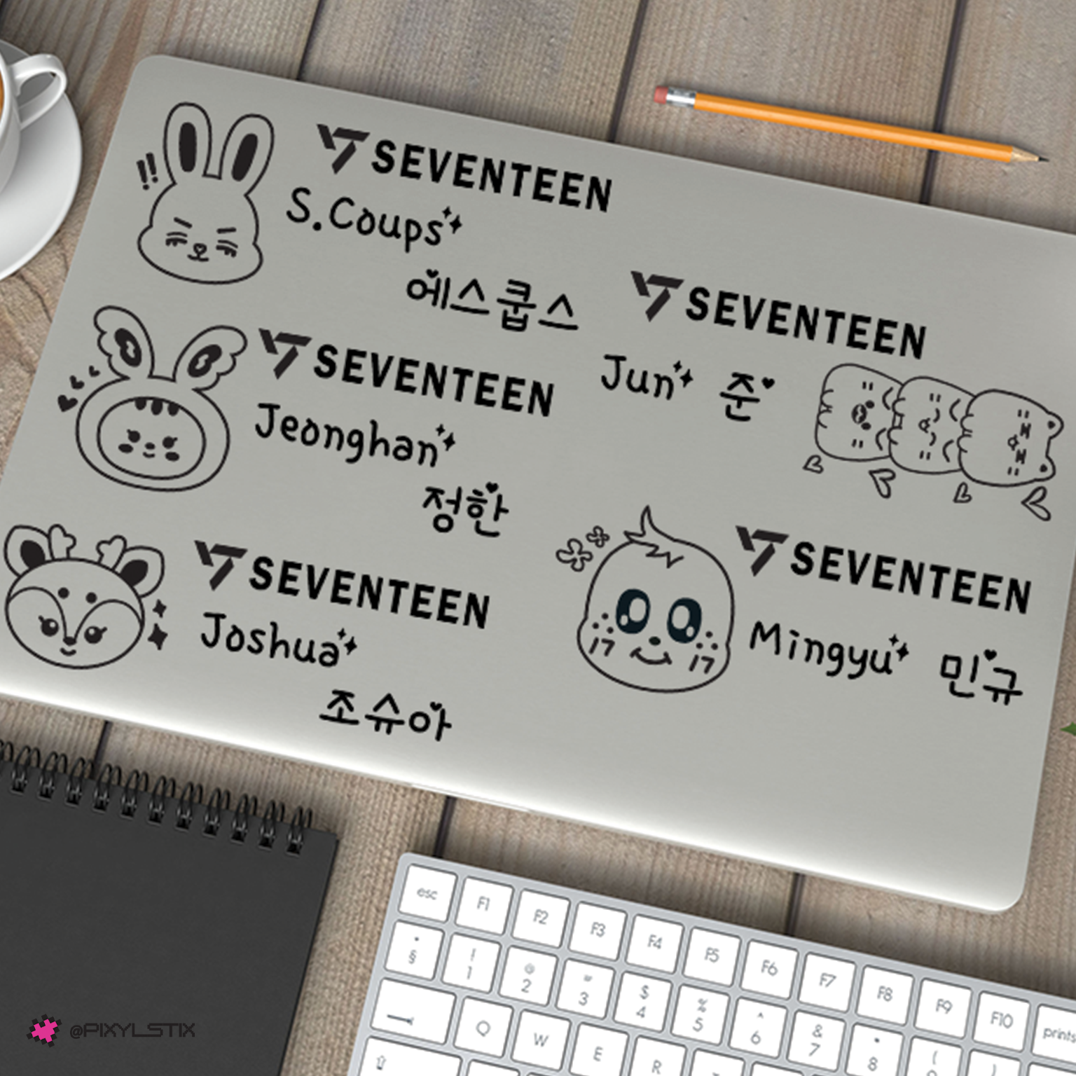 Seventeen Miniteen Character, Logo, and Name Vinyl Decal