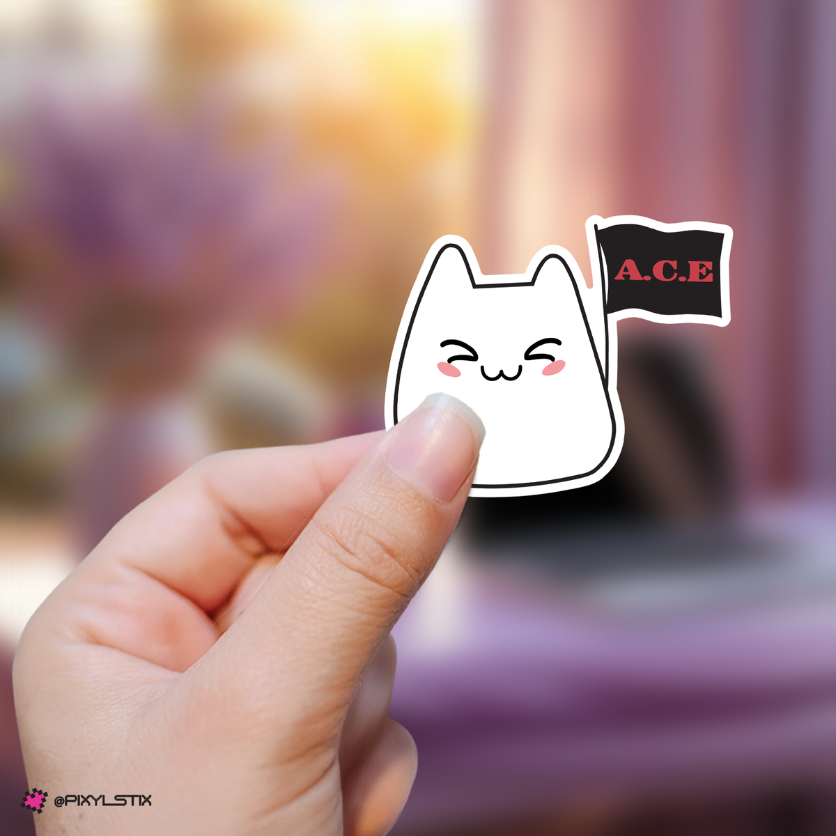 Kpop Group Bunny with Fandom Support Flag Sticker
