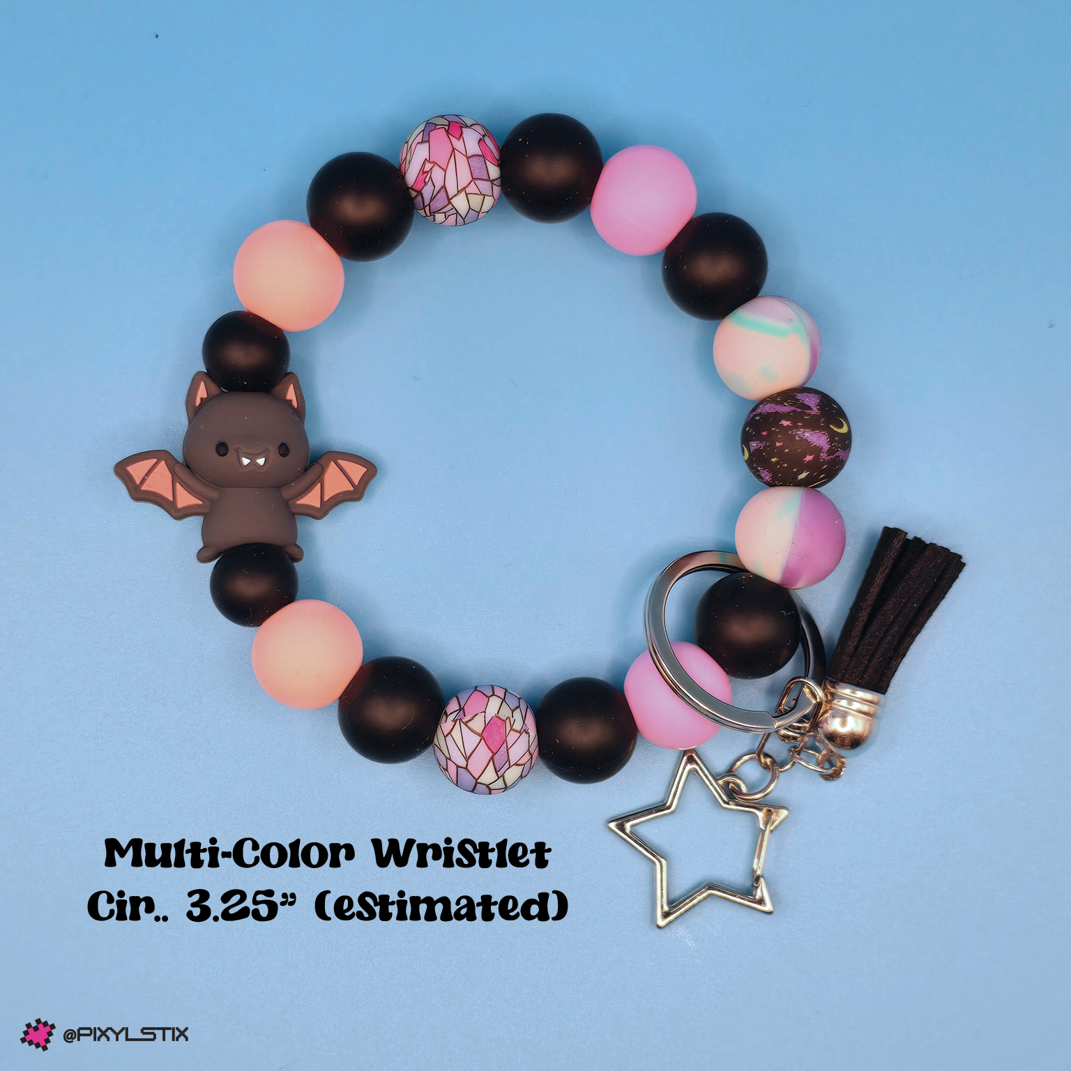 Bat Silicone Bead Bar and Wrist Keyrings
