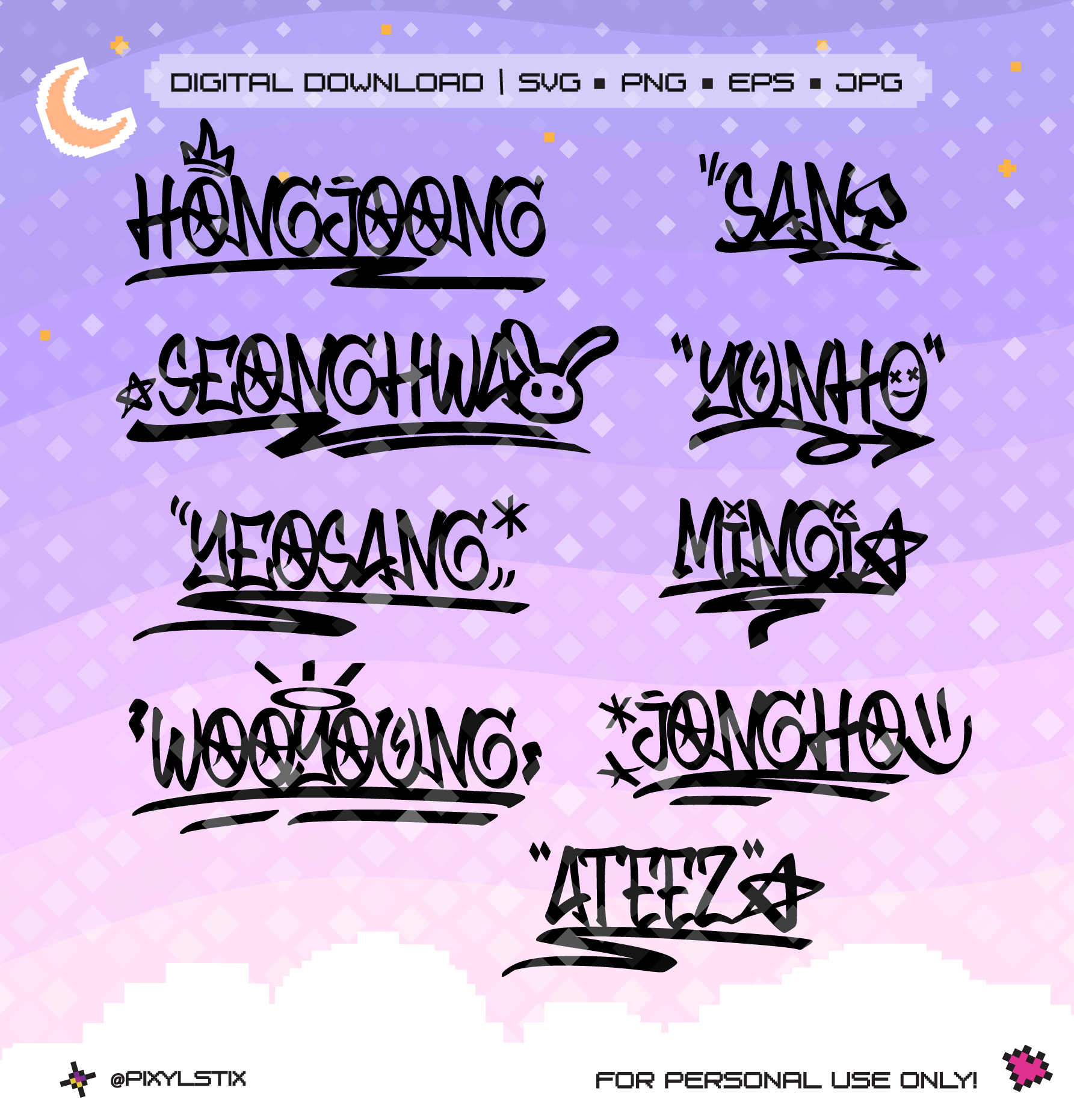 Ateez Graffiti Doodle Vector Files