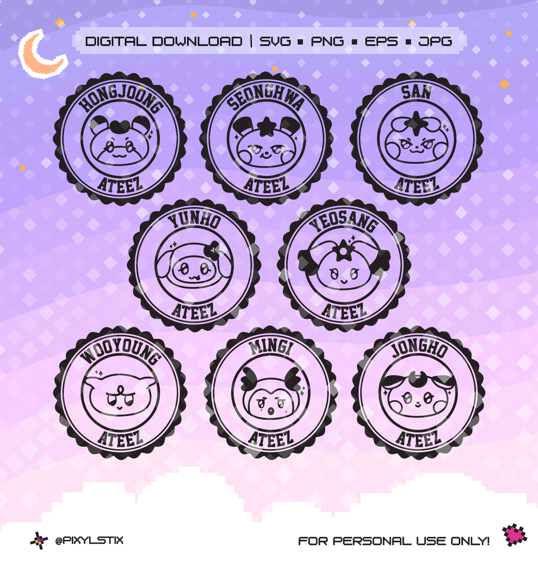 Ateez Mighteez Stamp Vector Files