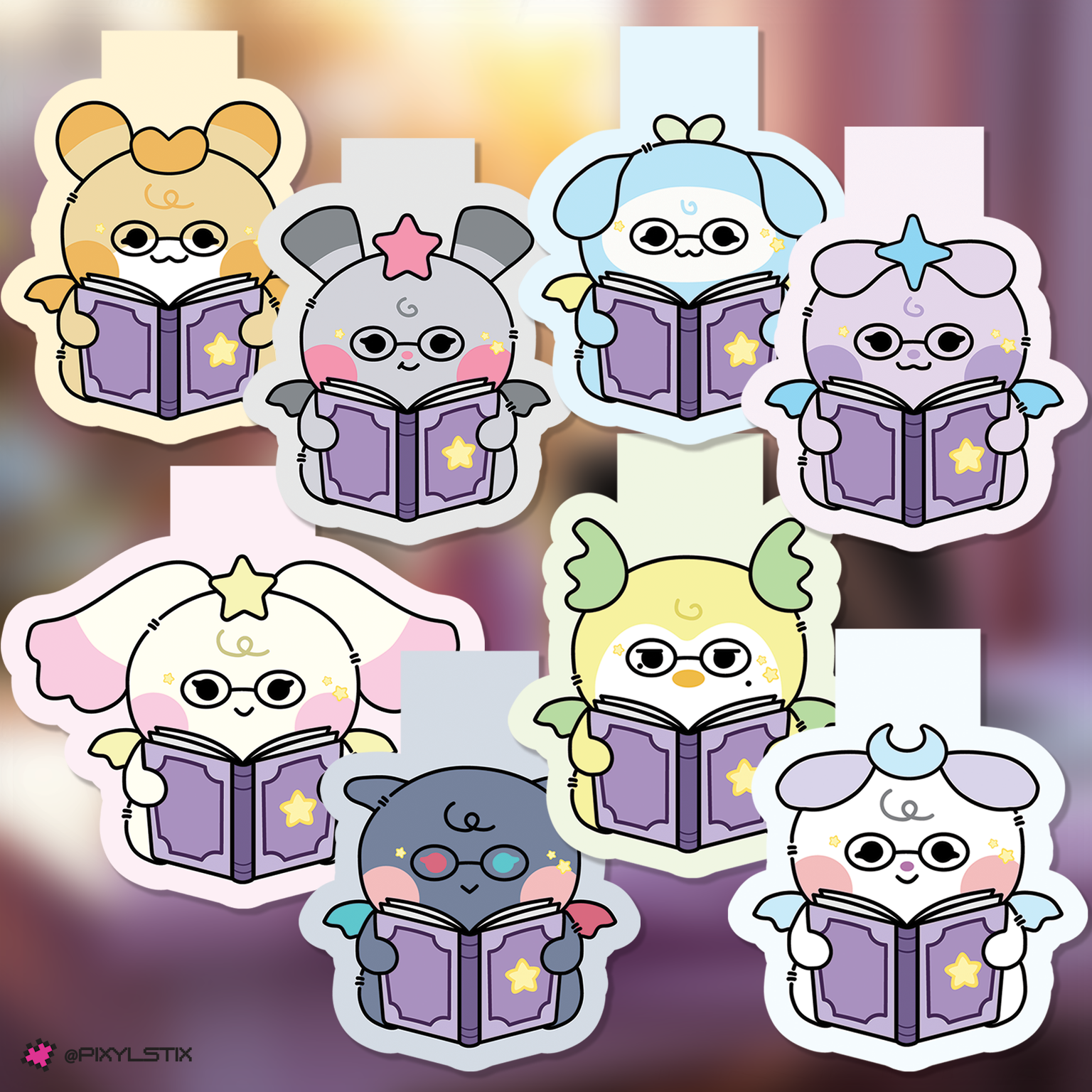 Mighteez bookmarks reading books with a colorful background