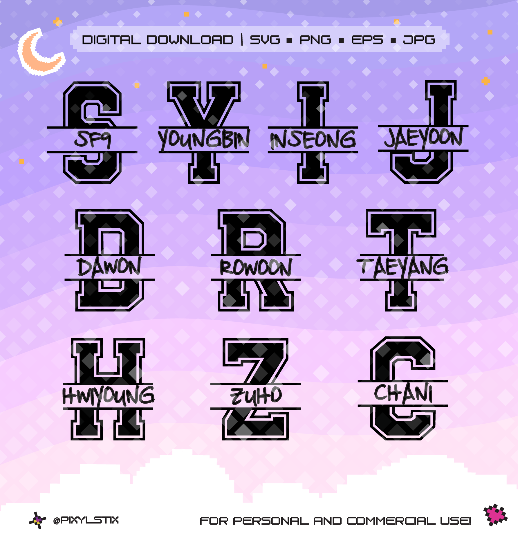 SF9 Varsity Monogram Vector Files