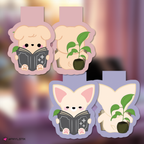 Seungmin and I.N bookmarks with a blurred background