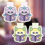 San and Mingi bookmarks with a blurred background