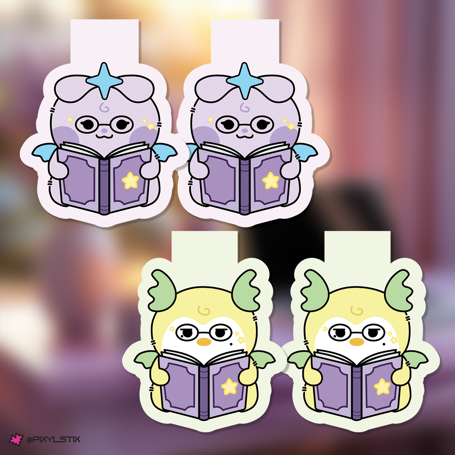 San and Mingi bookmarks with a blurred background