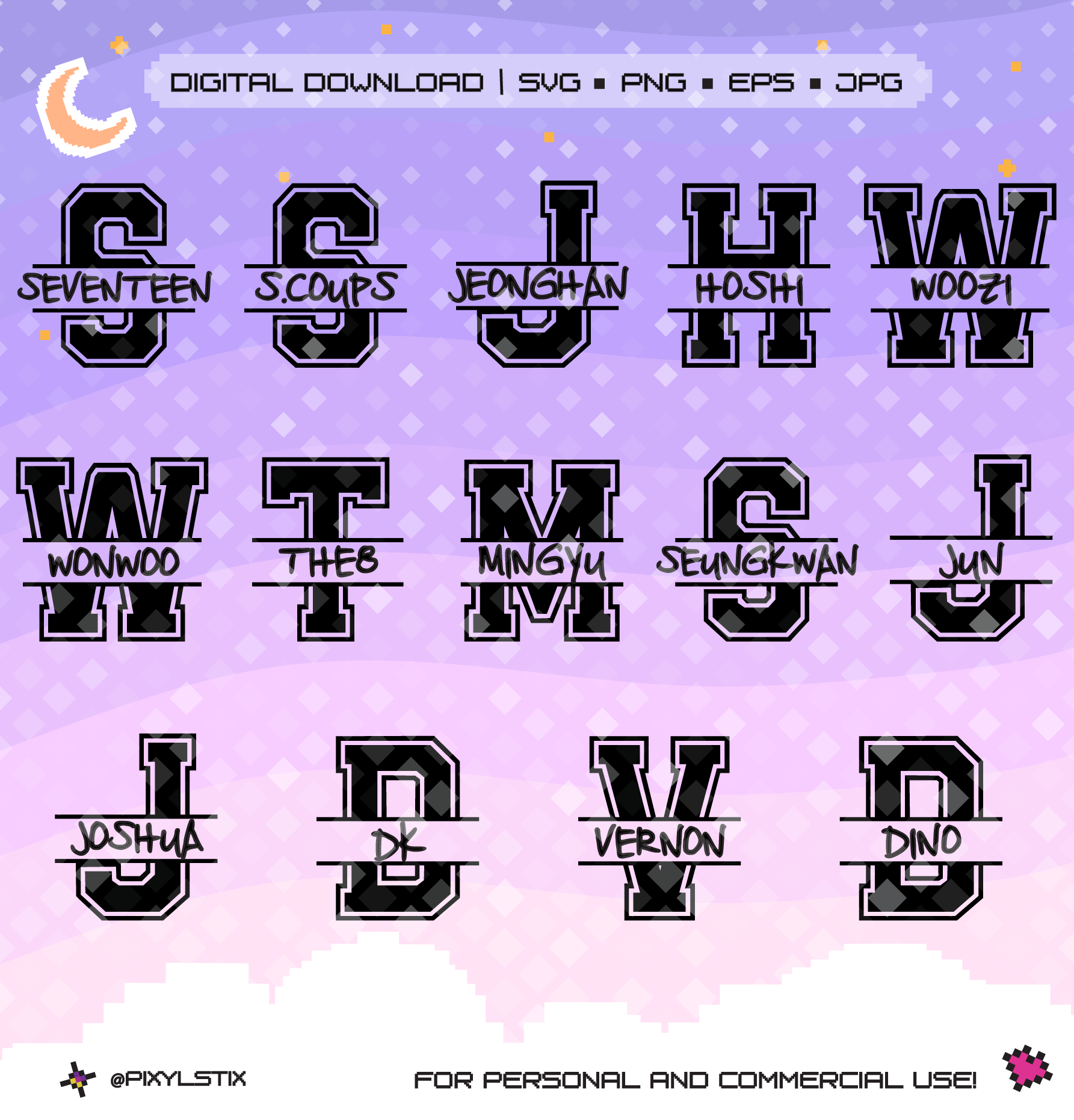 Seventeen Varsity Monogram Vector Files
