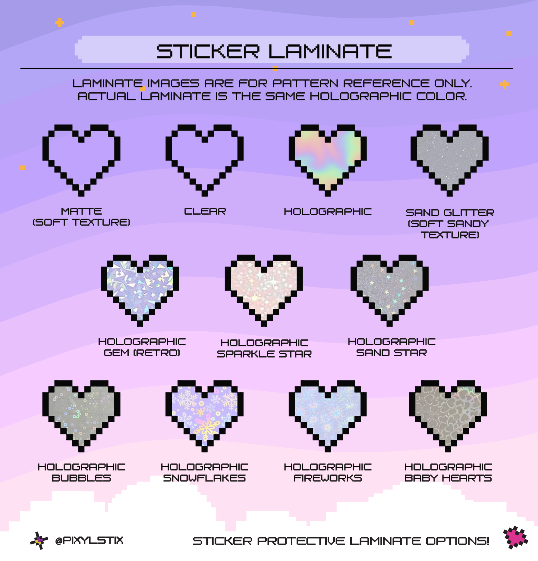 Pixelated heart shapes in various textures and colors on a purple background