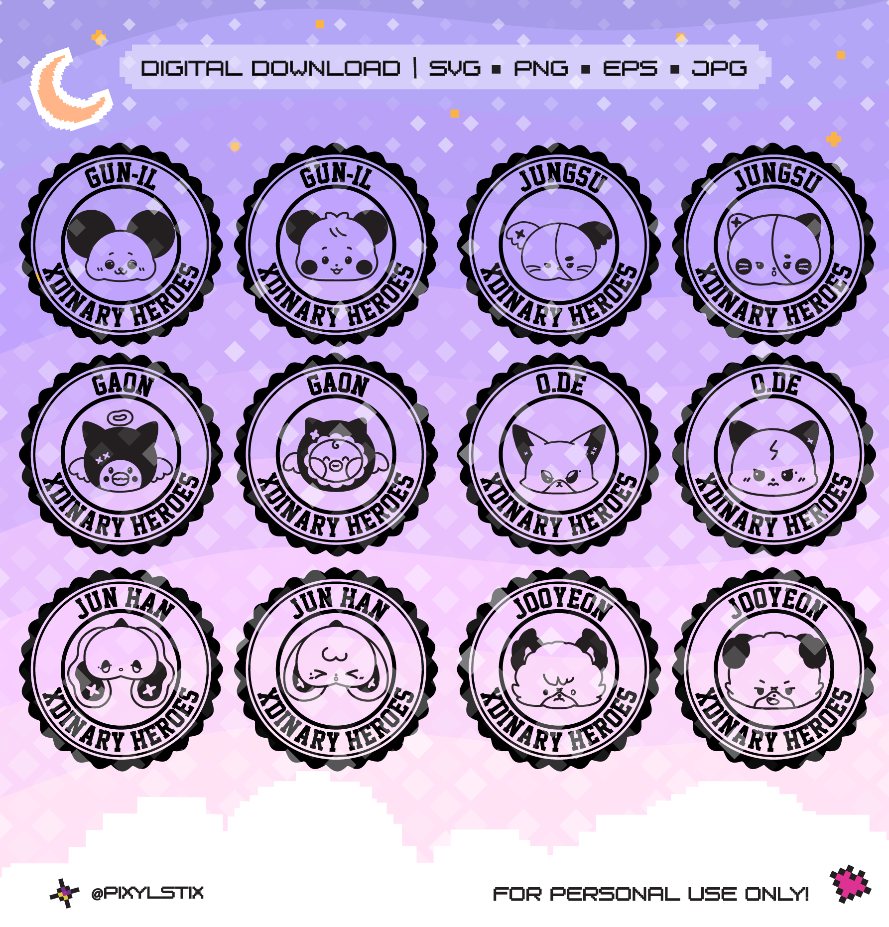 Xdinary Heroes Monsters Stamp Vector Files