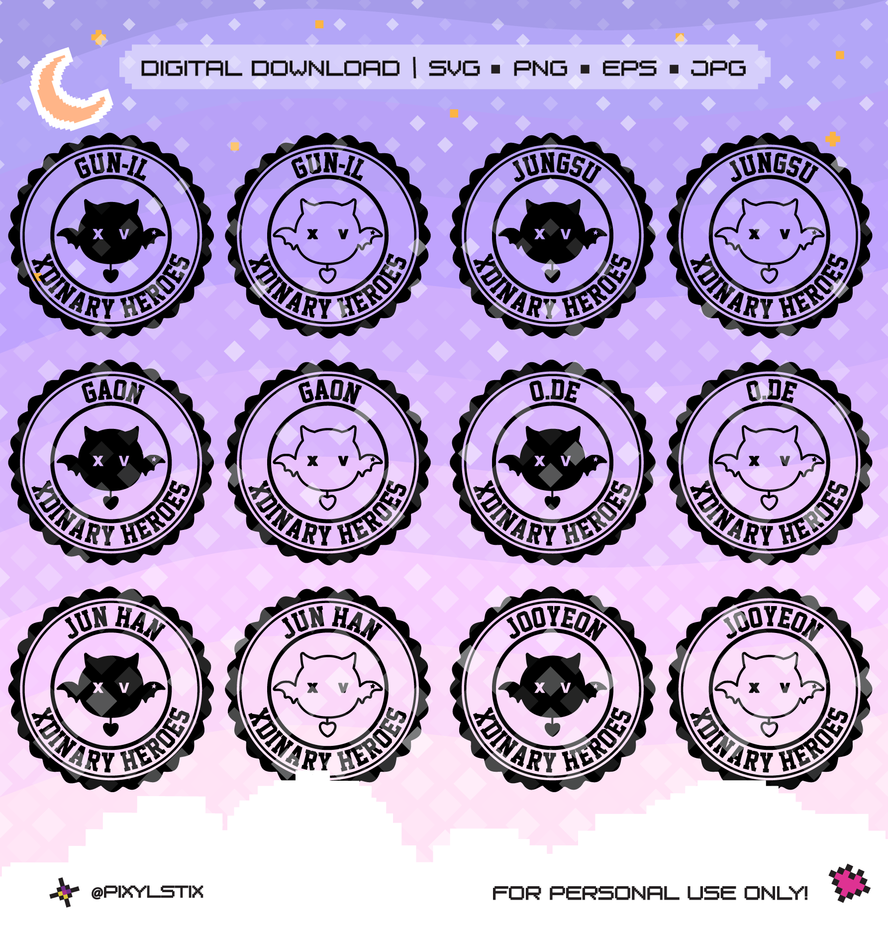 Xdinary Heroes Bat Stamp Vector Files