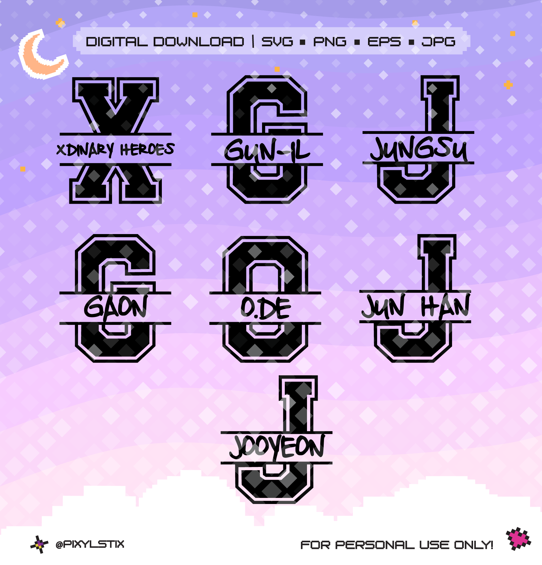 Xdinary Heroes Varsity Monogram Vector Files