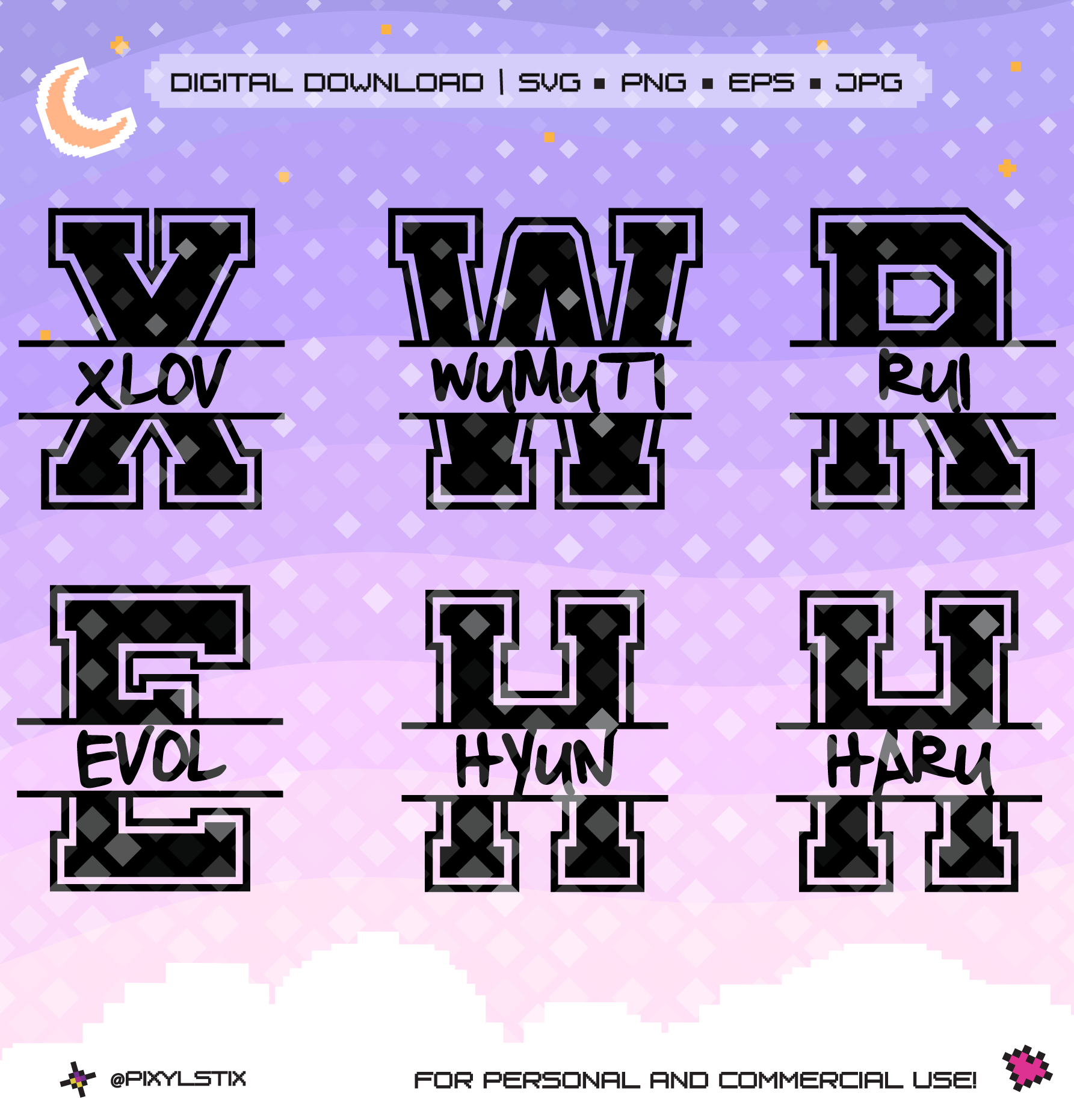XLOV Varsity Monogram Vector Files
