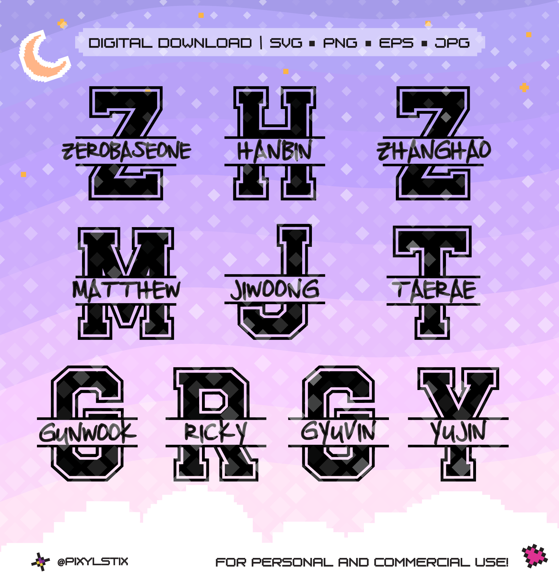 Zerobaseone OT9 Varsity Monogram Vector Files