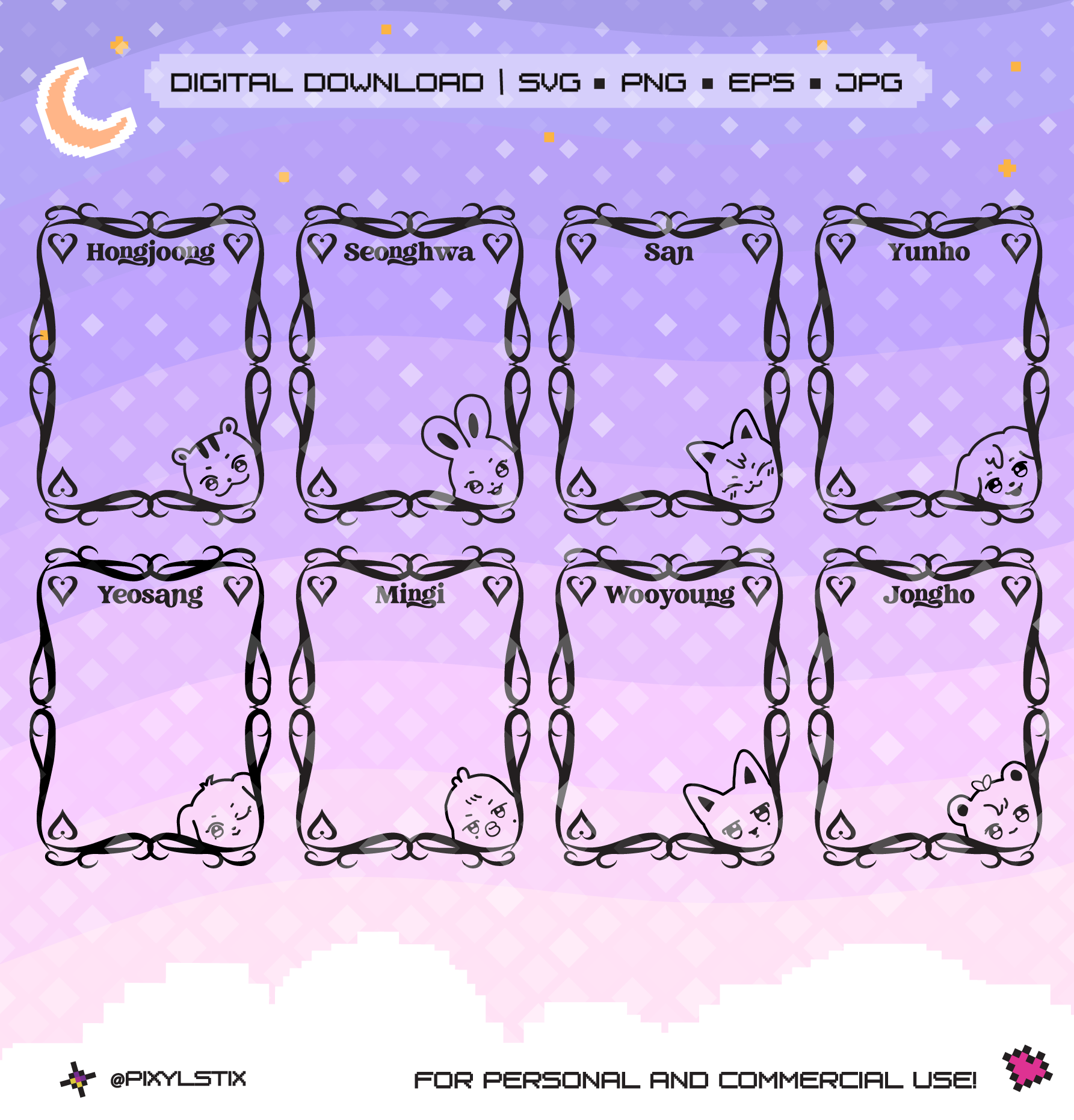 Ateez Aniteez Heart Tarot Vector Files