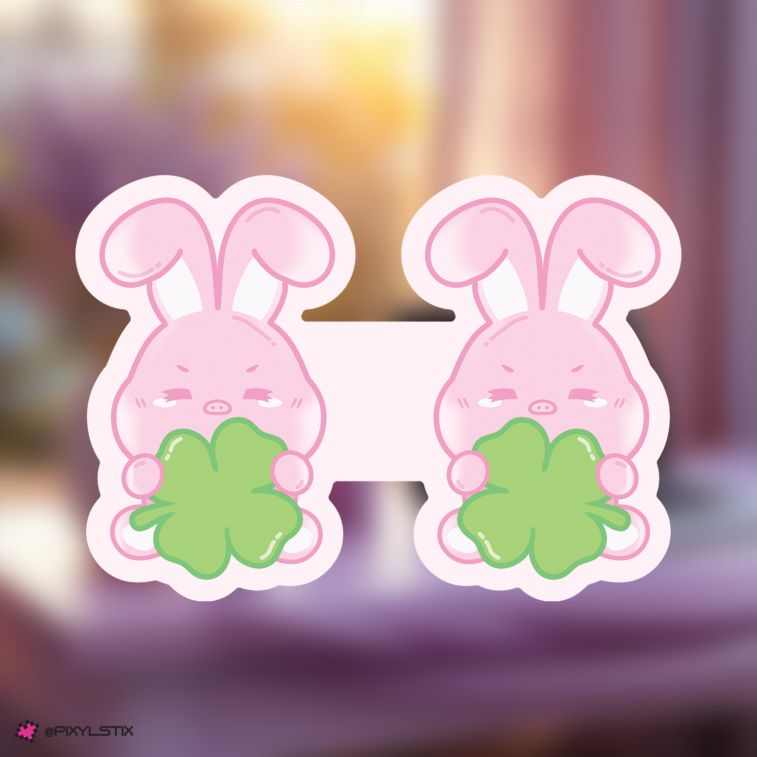 skzoo dwaekki bookmark with clover leaves on a blurred background