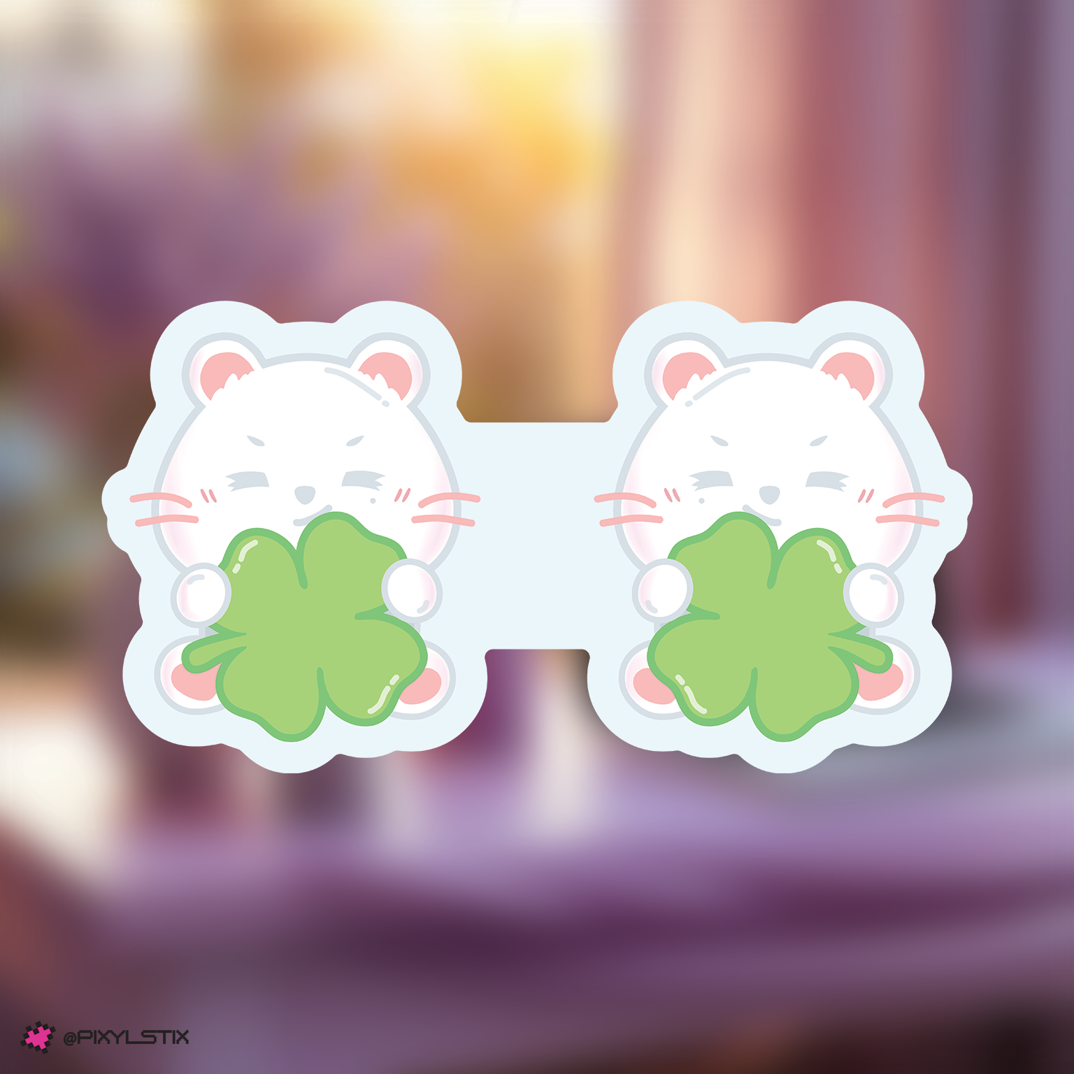 skzoo jiniret bookmark with clover leaves on a blurred background