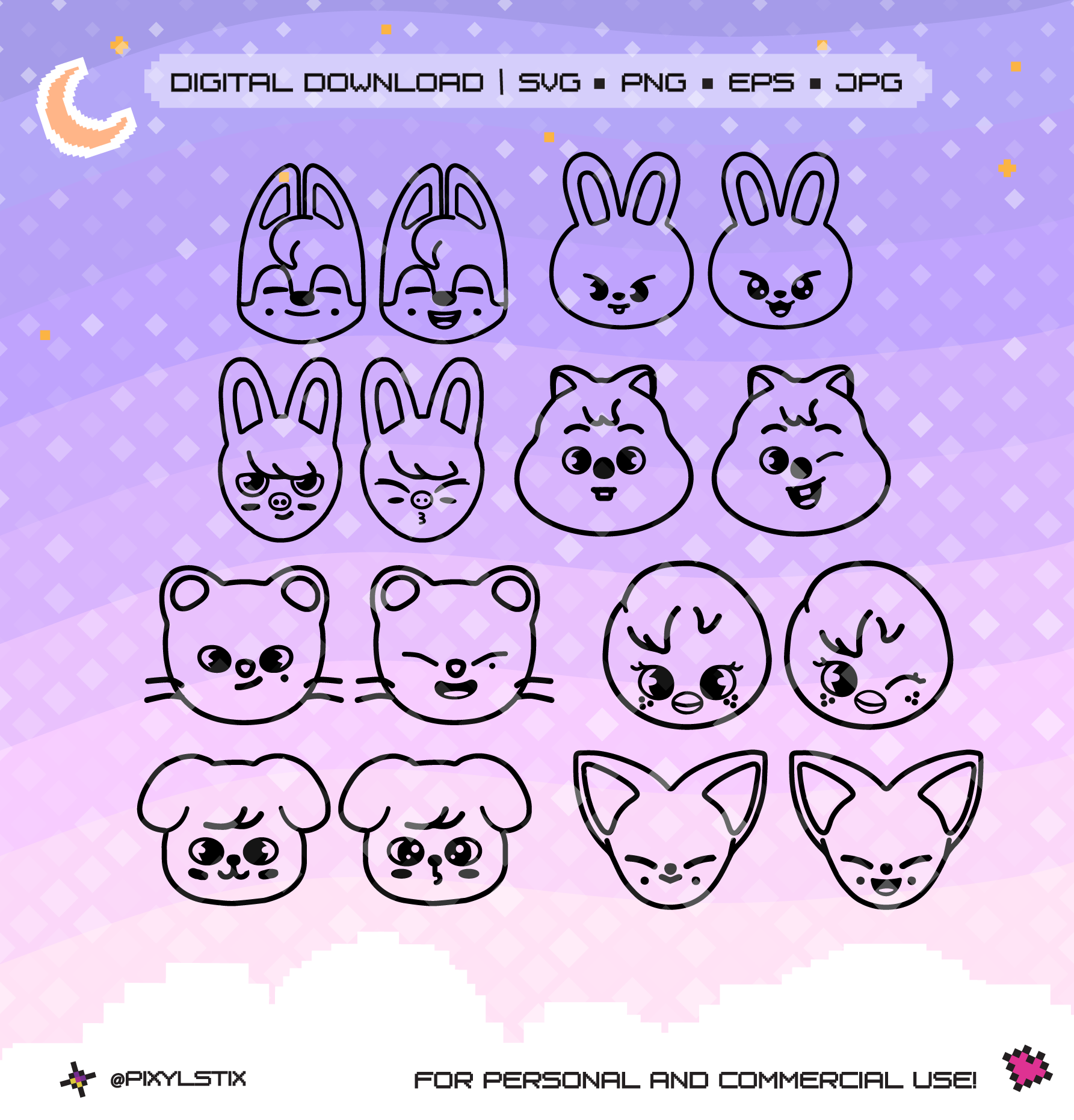 Stray Kids SKZOO Face Expressions Vector Files