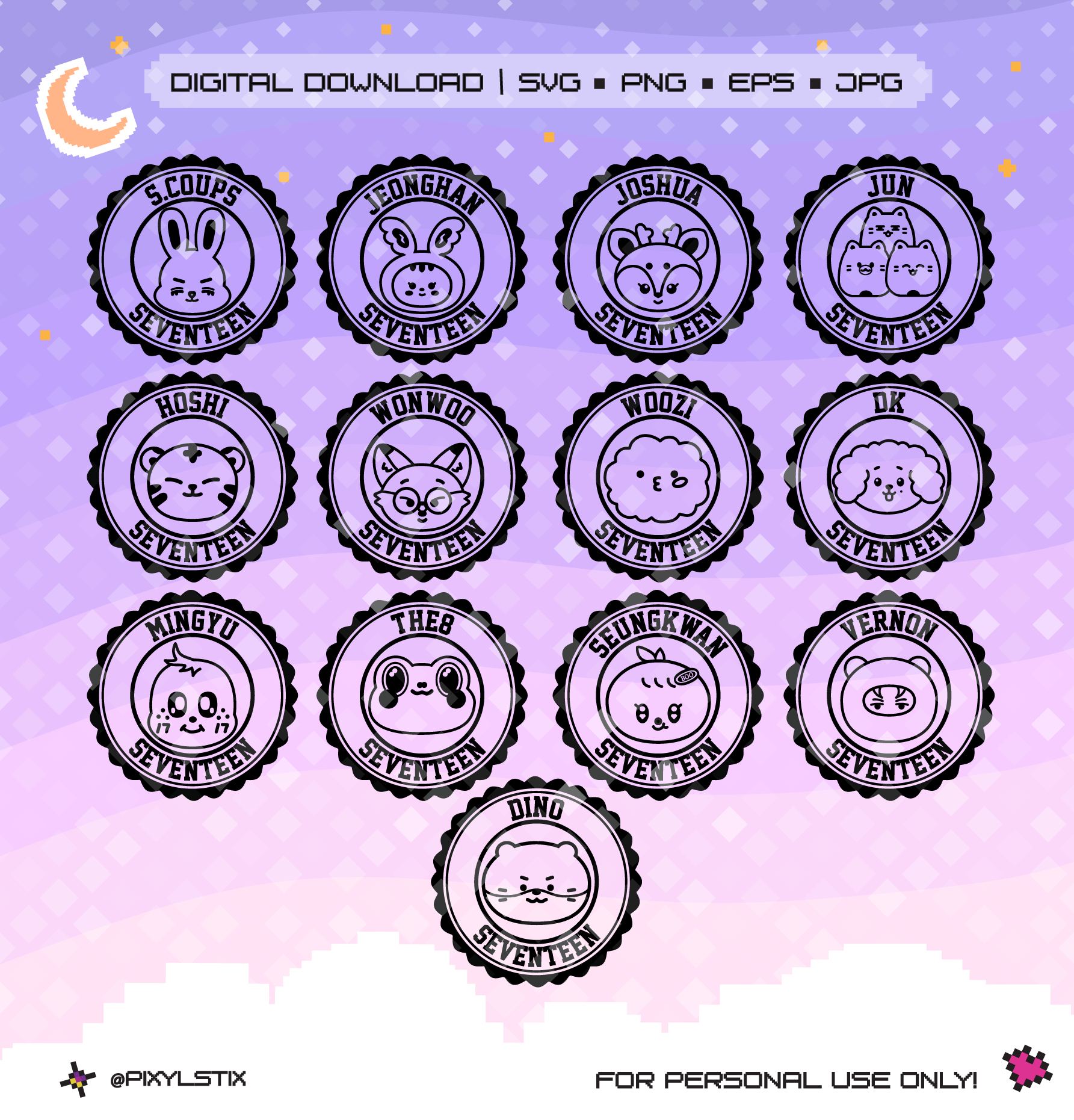 Seventeen Miniteen Stamp Vector Files